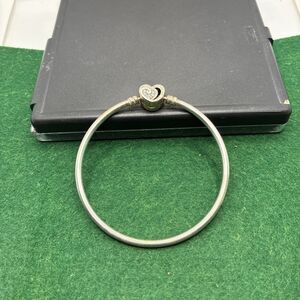 PANDORA 925 Sterling "Forever And Ever" Infinity Heart Clsp Bangle Bracelet 6.75